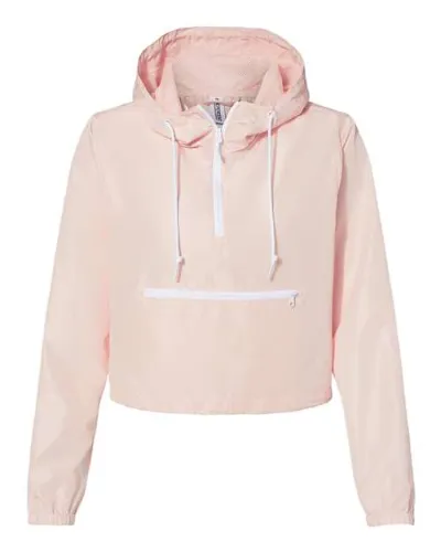 Independent Trading Co. Womens Lightweight Pullover Crop Windbreaker