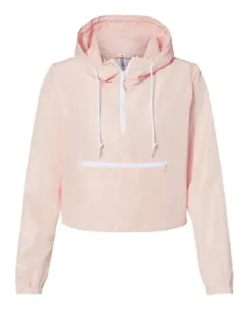Independent Trading Co. Womens Lightweight Pullover Crop Windbreaker