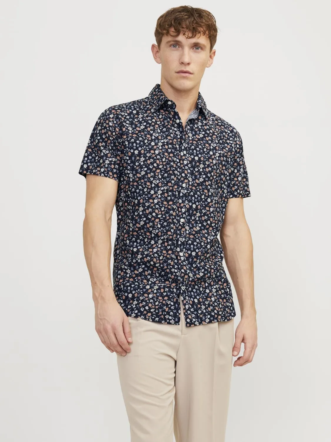 Jack & Jones Blasummer Print Short Sleeve Shirt-NIGHT SKY