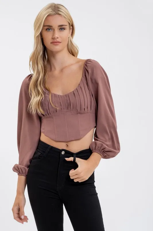 KENIA LONG SLEEVE CORSET CROP TOP