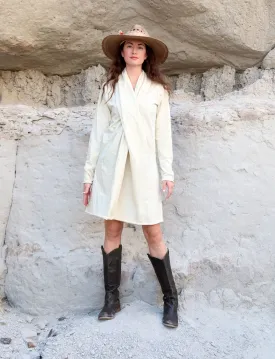 ORGANIC WOOL Shawl Collar Pencil Short Dress