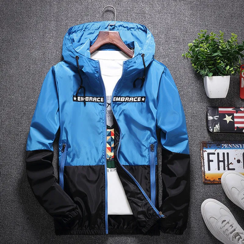Slim-fit hooded jacket outdoor casual windbreaker