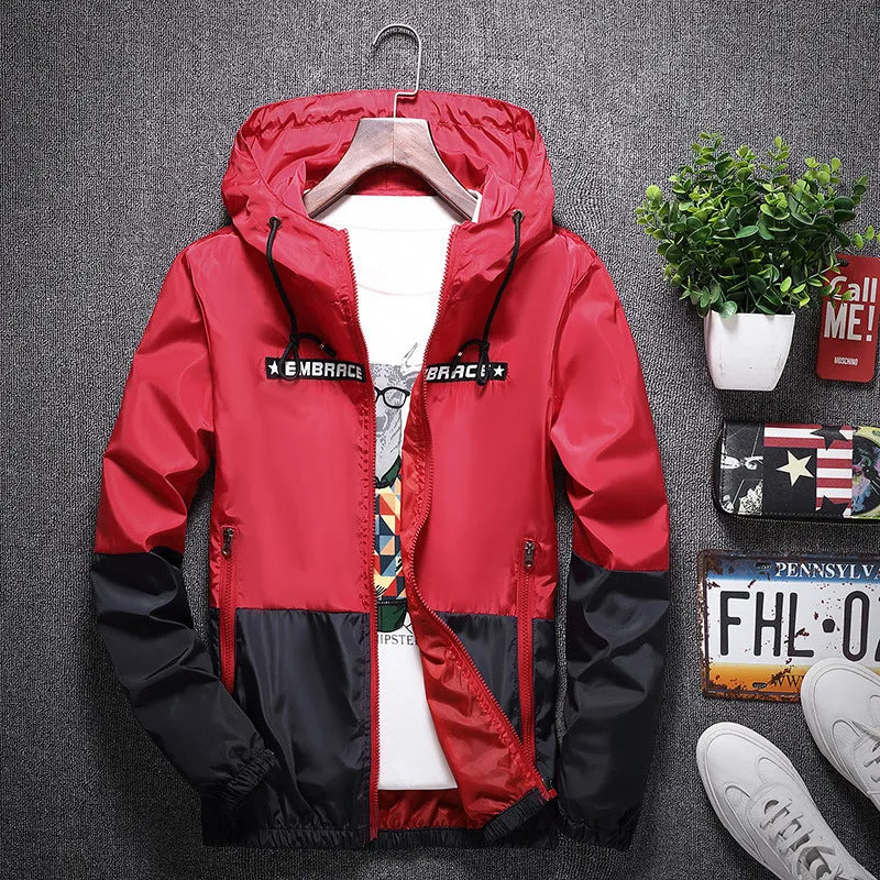 Slim-fit hooded jacket outdoor casual windbreaker