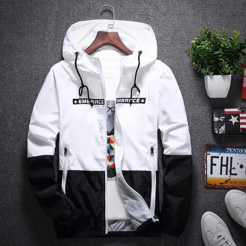 Slim-fit hooded jacket outdoor casual windbreaker