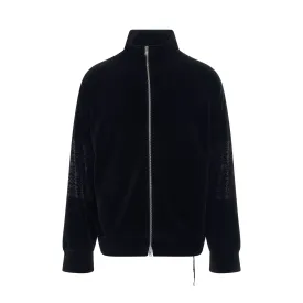 Tribal Skull Velour Track Jacket in Black